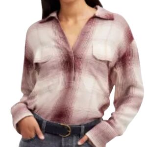 Madewell Popover Flannel Vneck Long-Sleeves Shirt Size XXS Women's NWT $69